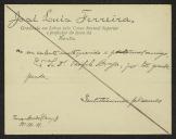 Cartão de visita de José Luis Ferreira a Teófilo Braga