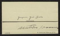 Cartão de visita de Joaquim José Frota a Teófilo Braga