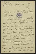 Carta de José Rodriguez Carracido a Teófilo Braga