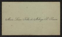 Cartão de visita de Maria Luísa Teles de Nobrega P. Pizarro a Teófilo Braga