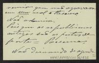 Cartão de visita de José Joaquim Ribeiro dos Santos a Teófilo Braga