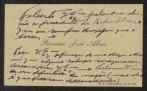 Cartão de visita de Firmino José Alves a Teófilo Braga