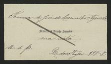 Cartão de visita de Silvéria de Araújo Azevedo, viúva de José de Carvalho Azevedo, e sua neta, a Teófilo Braga