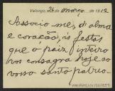 Cartão de visita de João Elias a Teófilo Braga