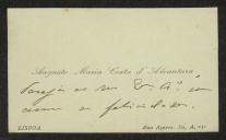 Cartão de visita de Augusto Maria Costa de Alcântara a Teófilo Braga