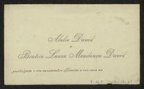 Cartão de visita de Abílio David, Beatriz Laura Mendonça David a Teófilo Braga
