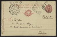 Bilhete-postal de Joaquim de Araújo a Teófilo Braga