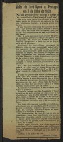 Visita de Lorde Byron a Portugal em 7 de Julho de 1809