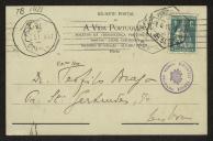 Bilhete-postal de Álvaro Pinto para Teófilo Braga
