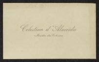 Cartão de visita de Celestino de Almeida a Teófilo Braga