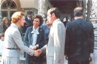 Fotografia de Ramalho Eanes e Manuela Ramalho Eanes com a Rainha Fabíola