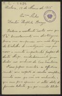 Carta do Marquês de Ávila e de Bolama a Teófilo Braga
