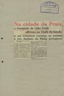 Na cidade da Praia a Juventude de Cabo Verde afirmou ao Chefe do Estado a sua inabalável confiança na unidade e nos destinos da Pátria portuguesa