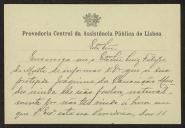 Cartão da Provedoria Central da Assistência Pública de Lisboa a Teófilo Braga