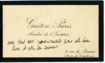 Cartão de visita de Gaston Paris