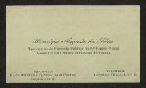 Cartão de visita de Henrique Augusto da Silva