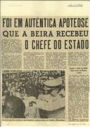 Foi em autêntica apoteose que a Beira recebeu o Chefe do Estado