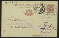 Bilhete-postal de Joaquim de Araújo a Teófilo Braga