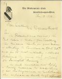 Carta de The Shakespeare Club para Manuel Teixeira Gomes