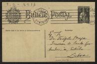 Bilhete-postal de A. do Prado Coelho a Teófilo Braga