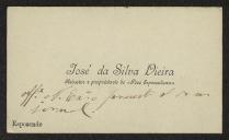 Cartão de visita de José da Silva Vieira a Teófilo Braga