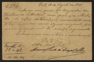 Bilhete-postal de Manuel Pinto de Sousa Lelo a Teófilo Braga