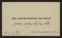 Cartão de visita de José Joaquim Rodrigues dos Santos a Teófilo Braga