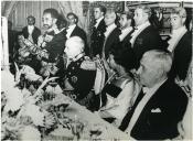 Fotografia de Américo Tomás, Oliveira Salazar, Hailé Salassié I e Aida Desta, por ocasião da sua visita de Estado a Portugal, no Palácio Nacional da Ajuda, em Lisboa.