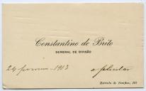 Cartão de visita de Constantino de Brito