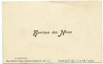 Cartão de visita de Henrique das Neves