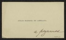Cartão de visita de Júlio Mardel de Arriaga a Teófilo Braga