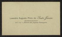 Cartão de visita de Leandro Augusto Pinto do Souto Júnior a Teófilo Braga