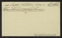 Cartão de visita de Visconde de S. Bartolomeu de Messines, chefe do Expediente da Secretaria Geral das Bibliotecas e Arquivos, a Teófilo Braga