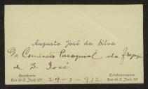 Cartão de visita de Augusto José da Silva a Teófilo Braga
