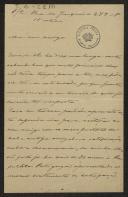 Carta de José António Bentes para Teófilo Braga