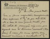Cartão de Luis José Simões, da 3ª Direcção Geral do Ministério da Marinha, a Teófilo Braga