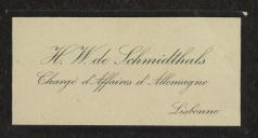 Cartão de visita de H. W. de Schmidthals