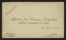 Cartão de visita de Alfredo José Cardoso Gonçalves a Teófilo Braga
