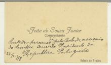 Cartão pessoal de João de Sousa Junior
