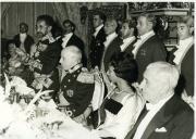 Fotografia de Américo Tomás, Oliveira Salazar, Hailé Salassié I e Aida Desta, por ocasião da sua visita de Estado a Portugal, no Palácio Nacional da Ajuda, em Lisboa.
