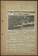 Colecção de recortes de imprensado jornal Comércio do Porto sobre a Viagem Presidencial a São Tomé e Príncipe e Angola