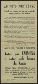 Sinal de presença da Juventude Nacionalista do Porto