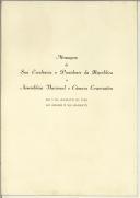 Mensagem de Sua Excelência o Presidente da República à Assembleia Nacional e Câmara Corporativa