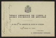 Cartão de Z. Conseglieri Pedroso, Secretário do Curso Superior de Letras, a Teófilo Braga
