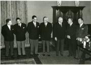 Fotografia de Américo Tomás no Palácio de Belém durante a cerimónia da tomada de posse de novos membros do Governo