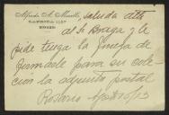 Cartão de Alfredo A. Merelo a Teófilo Braga