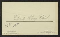 Cartão de visita de Eduardo Perry Vidal a Teófilo Braga