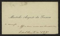 Cartão de visita de Martinho Augusto da Fonseca a Teófilo Braga