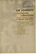 Em Londres o Prof. Paulo Cunha e o Marquês de Reading assinaram os instrumentos de ratificação do tratado sobre a fronteira do Niassa