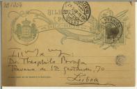 Bilhete-postal de Alfredo Pimenta para Teófilo Braga